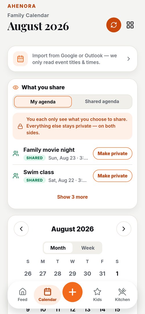Shared family calendar